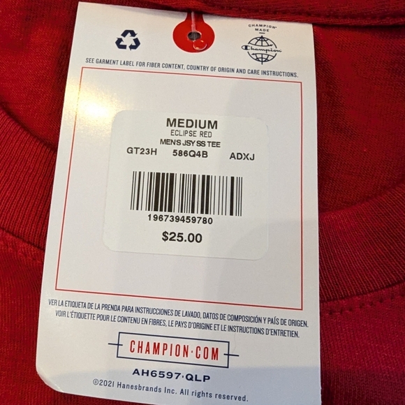 Champion red Crew Neck Short Sleeve star Graphic T-Shirt unisex M - Picture 6 of 8